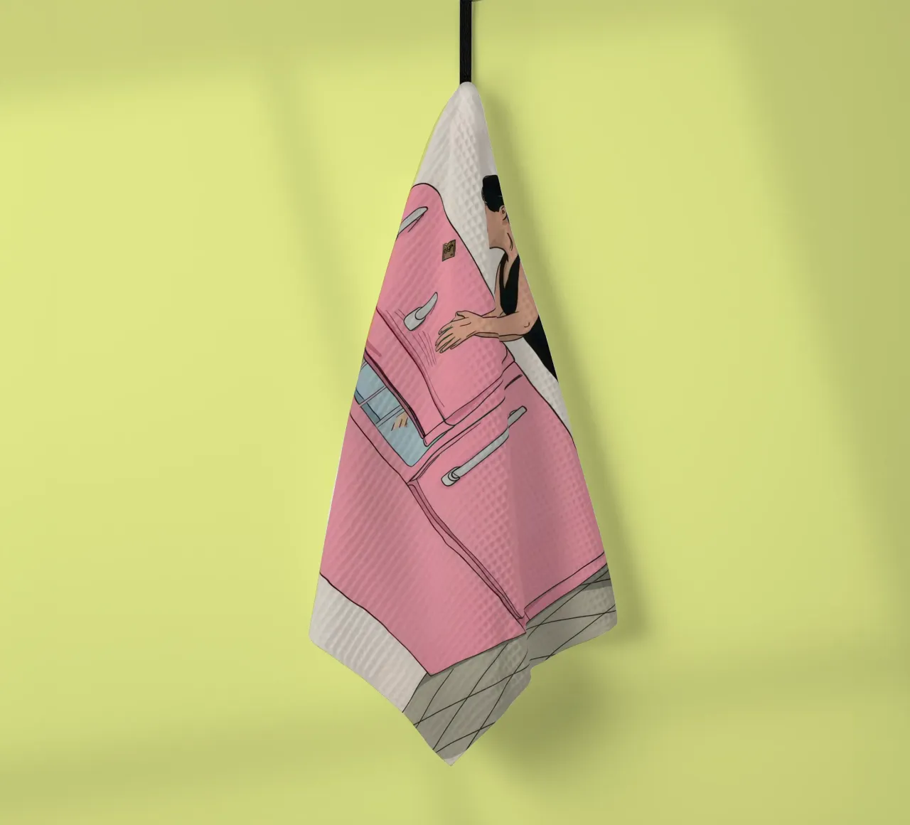 Frigorifero rosa retrò canovaccio da cucina da Mossy Pigment