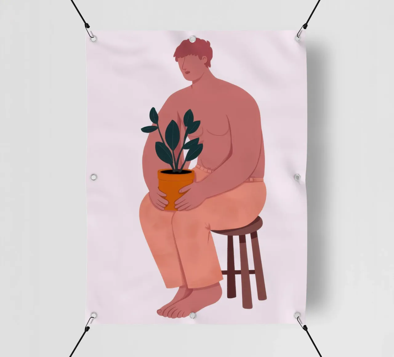 Tenere in mano una pianta in vaso telo in pvc da Lune Dreams