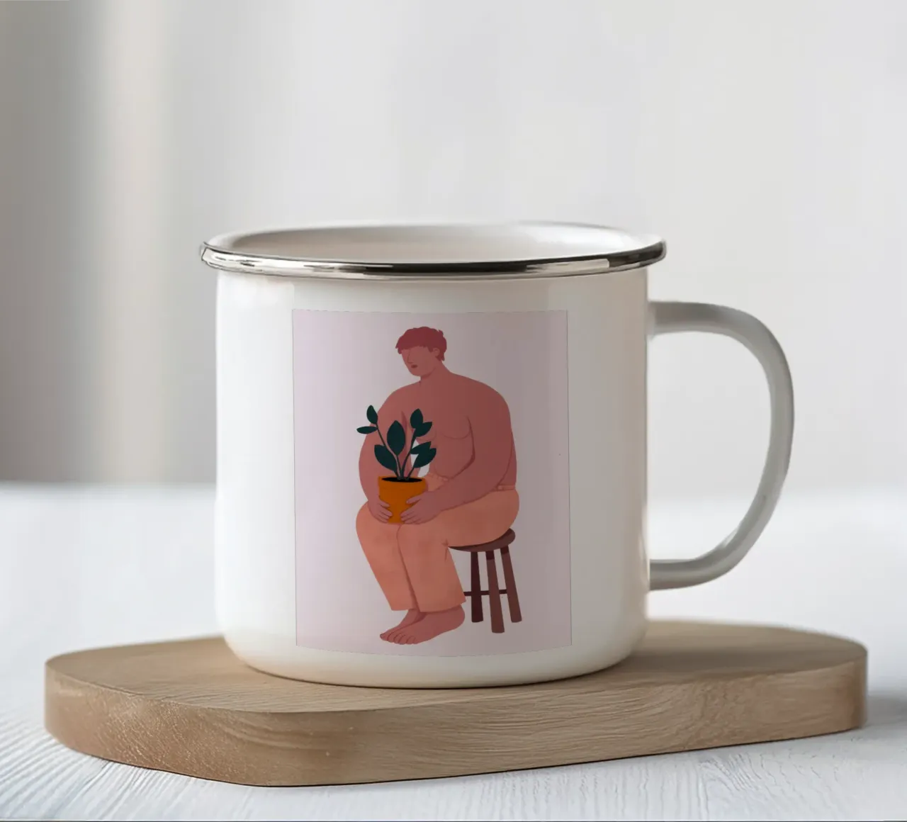 Tenere in mano una pianta in vaso tazza in smalto da Lune Dreams
