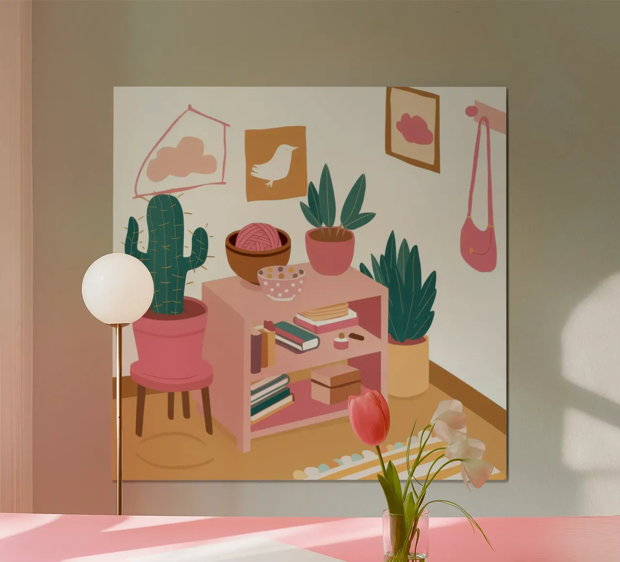 Rifugio Bohemian Shelf poster con telaio in legno da Mossy Pigment