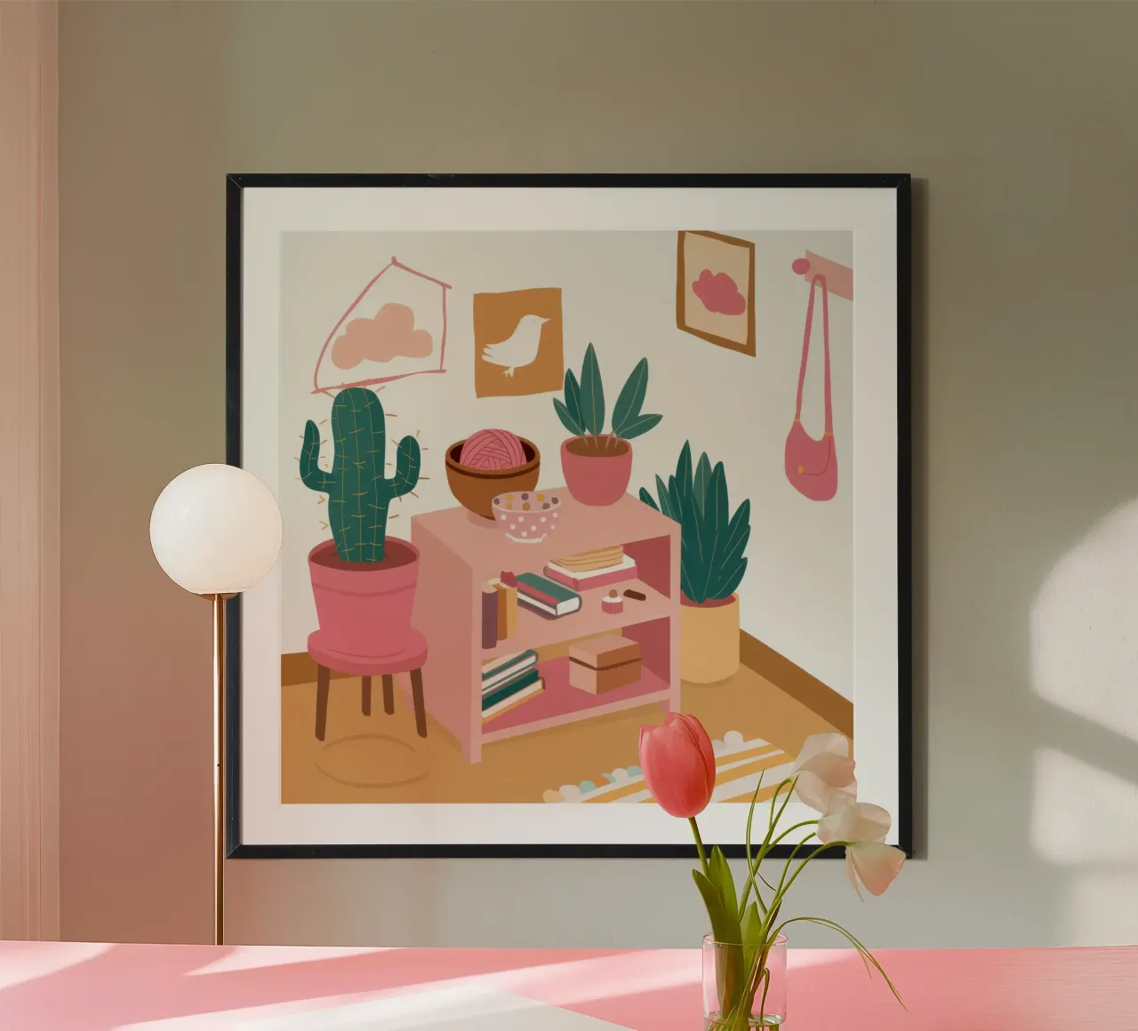 Rifugio Bohemian Shelf poster con telaio in legno da Mossy Pigment