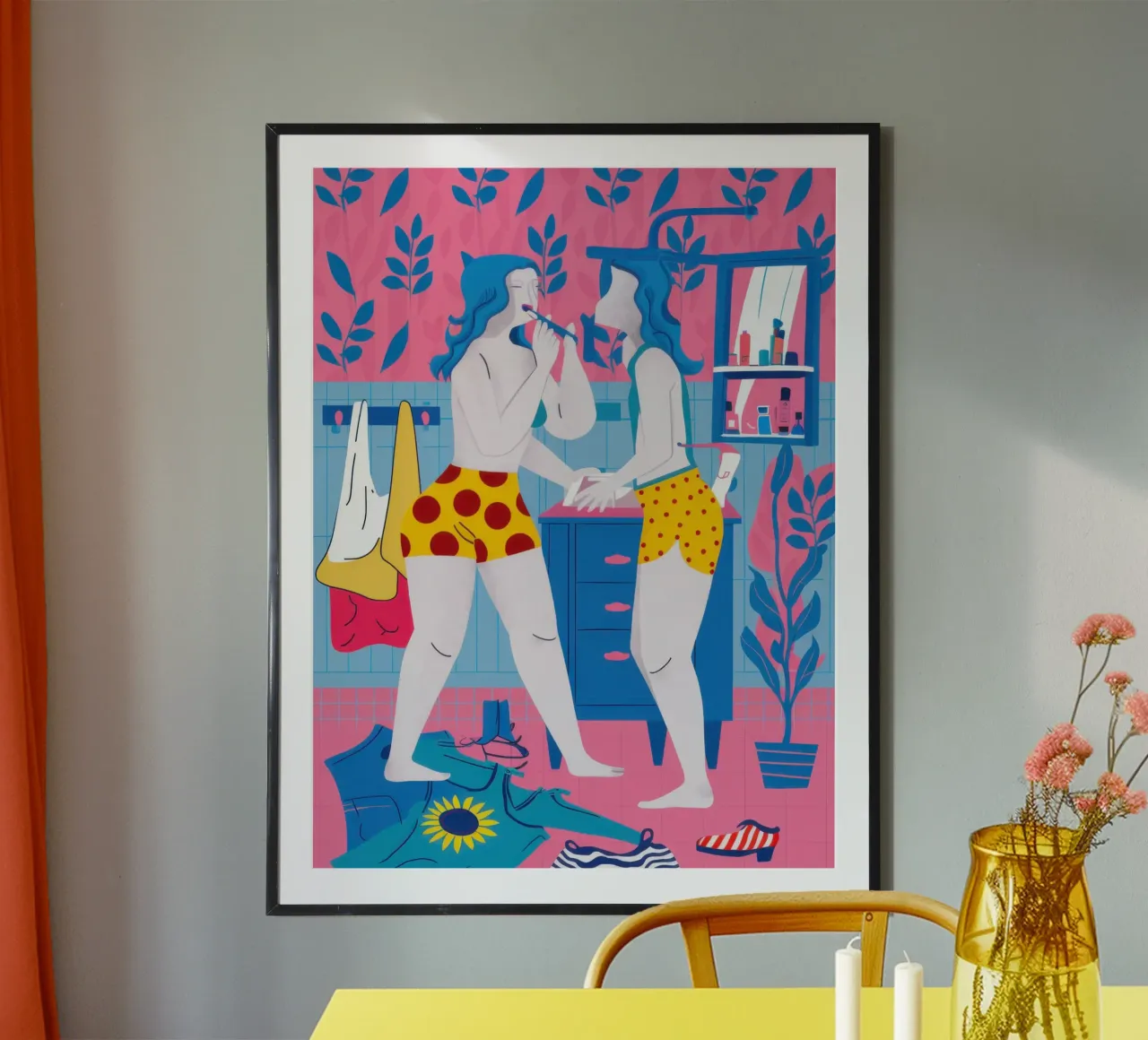 Selfie di amicizia massimalista poster con telaio in legno da Monuments Fire