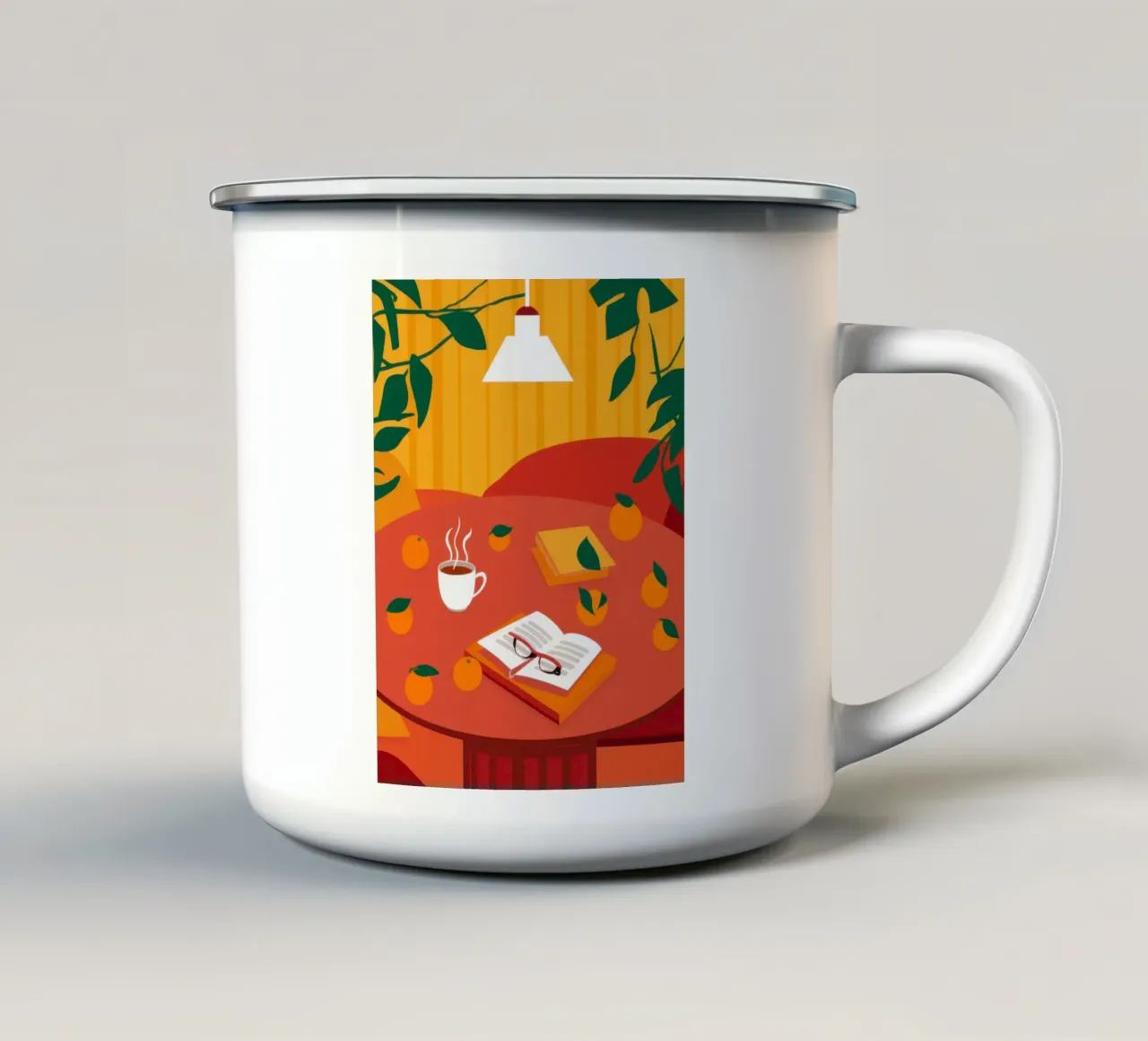 Lamplight Study Session enamel mug by Mossy Pigment