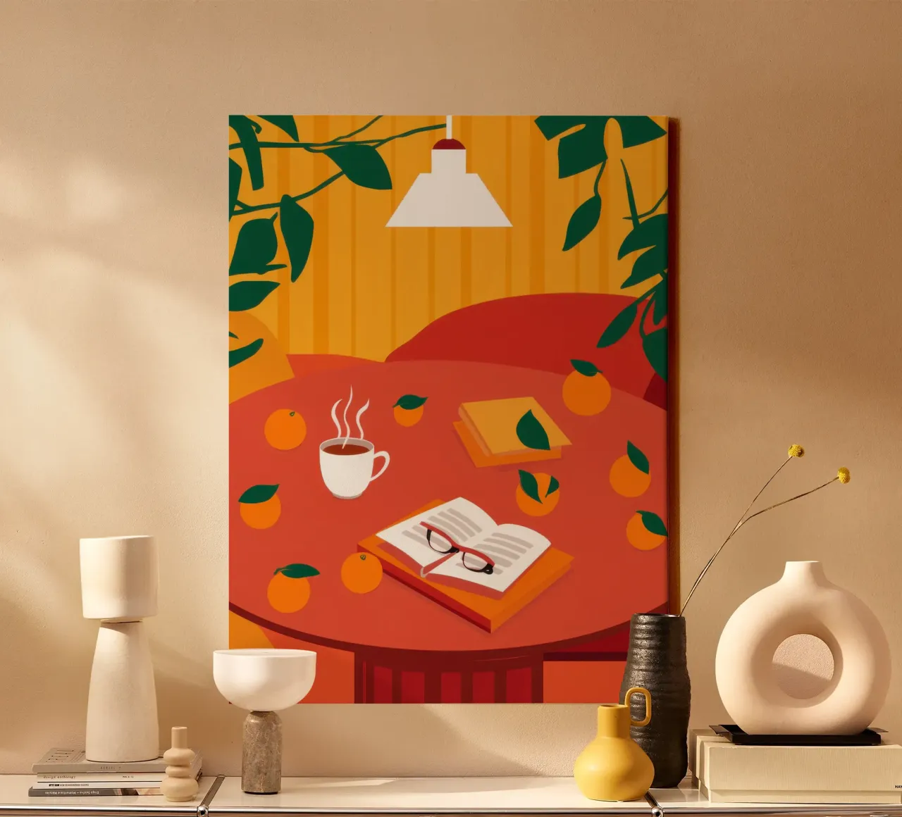 Lamplight Study Session canvas with Floater frame by Mossy Pigment