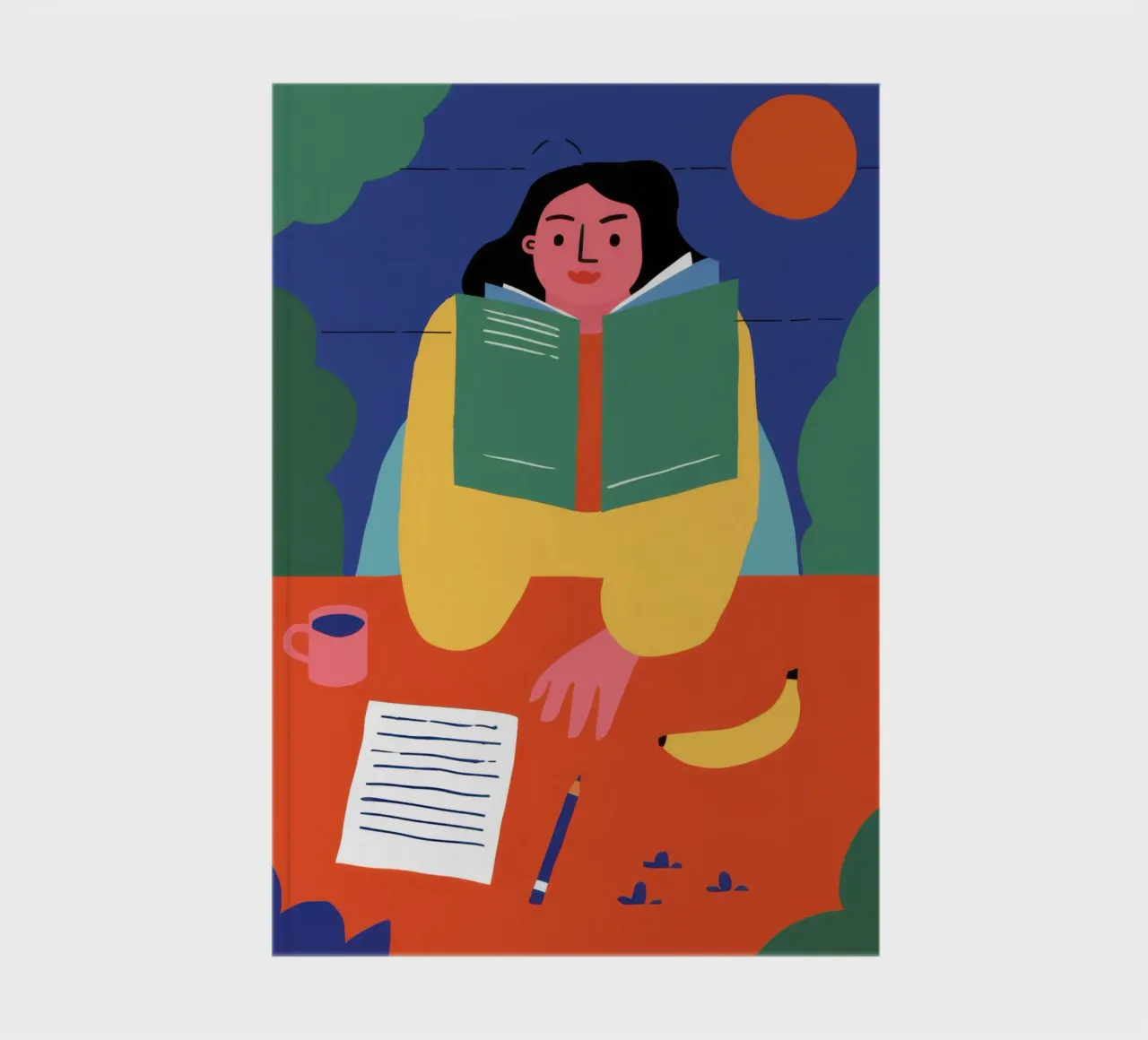 Desk Contemplation notebook by Lune Dreams