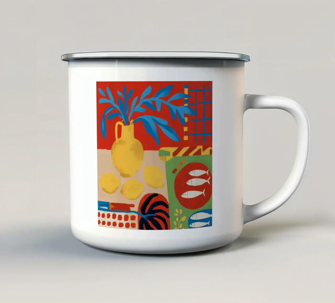 Cerulean-Zitrone Tableau Emaille Tasse von Arcane Lines