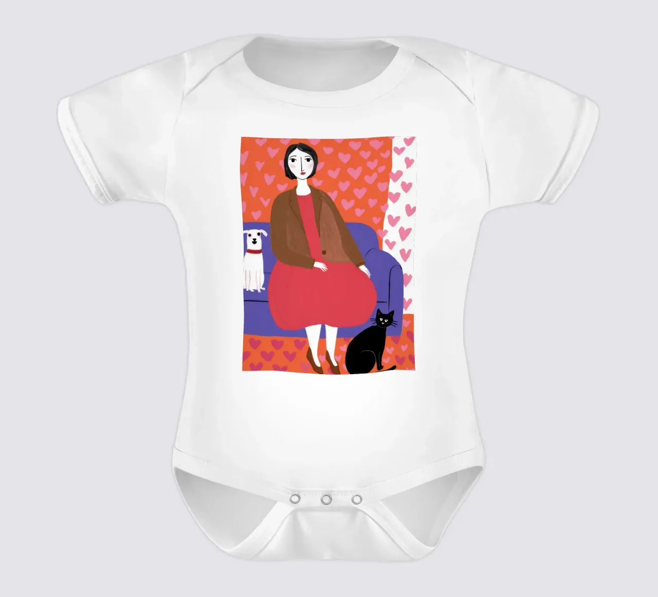 Cuore Divano Gatti body neonato maniche corte da Lune Dreams