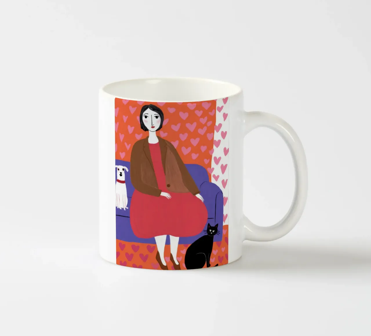 Cuore Divano Gatti tazza in ceramica da Lune Dreams