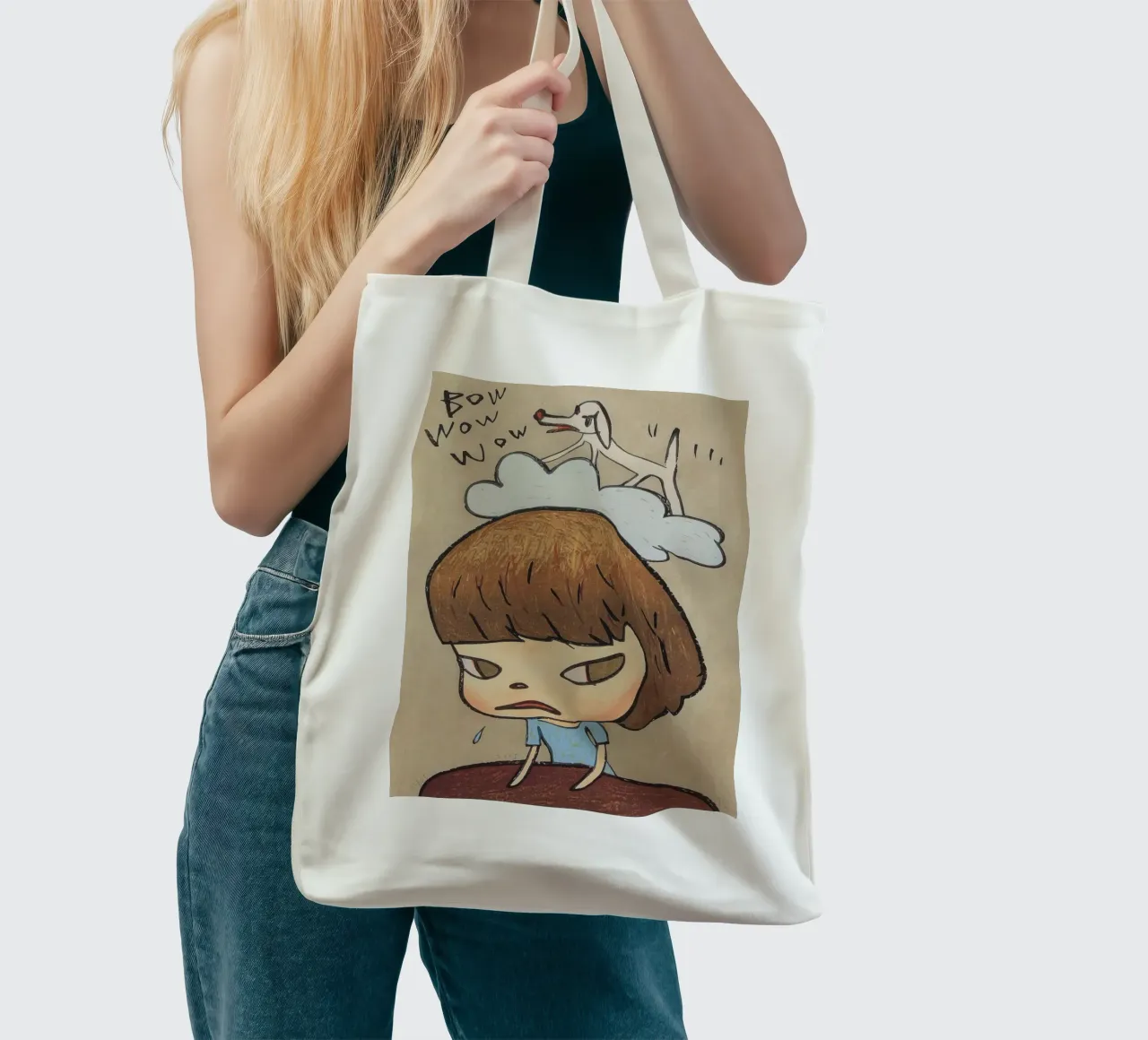 Nara Bow Wow wow borsa in juta da vickiropaint