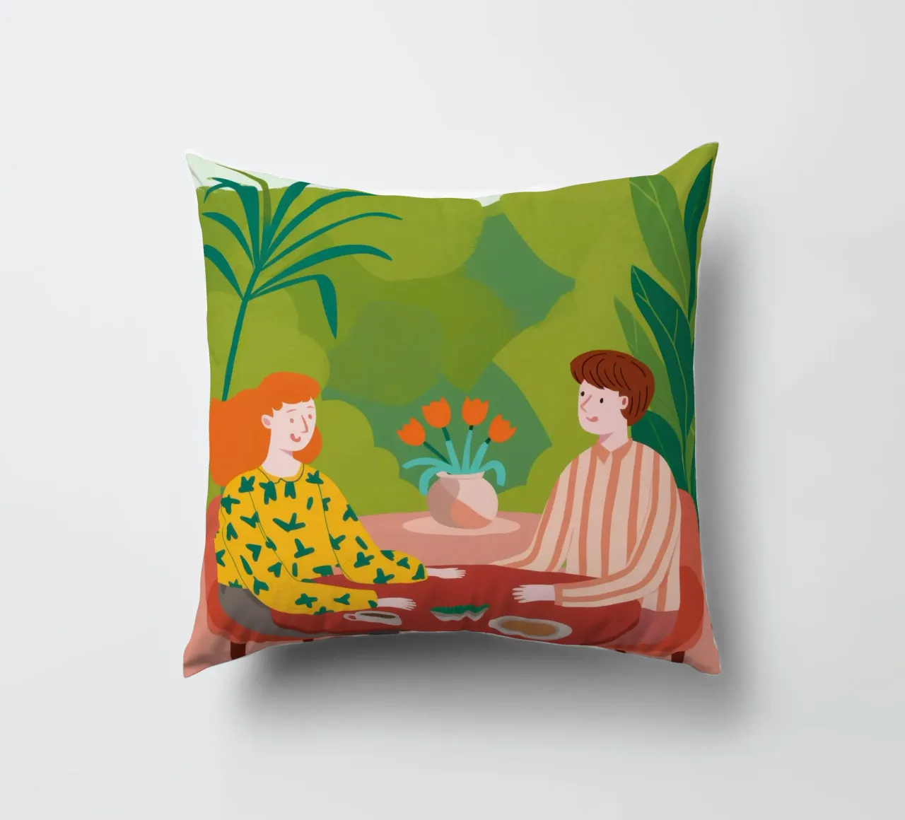 Verdant Garden Luncheon decorative cushion by Hollow Years