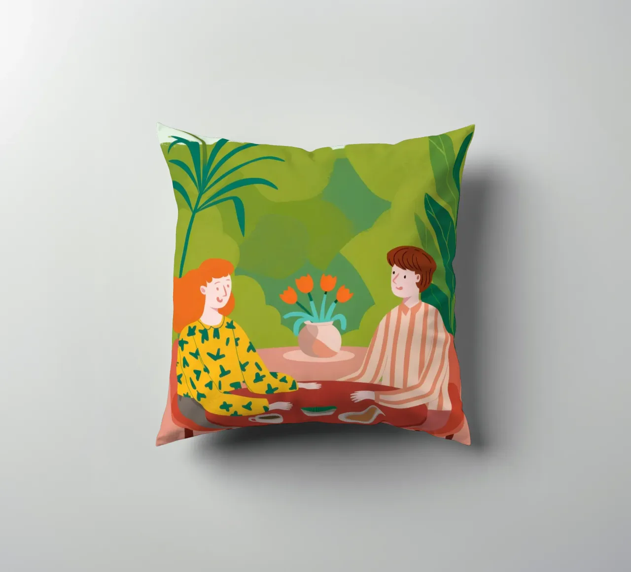 Verdant Garden Luncheon decorative cushion by Hollow Years