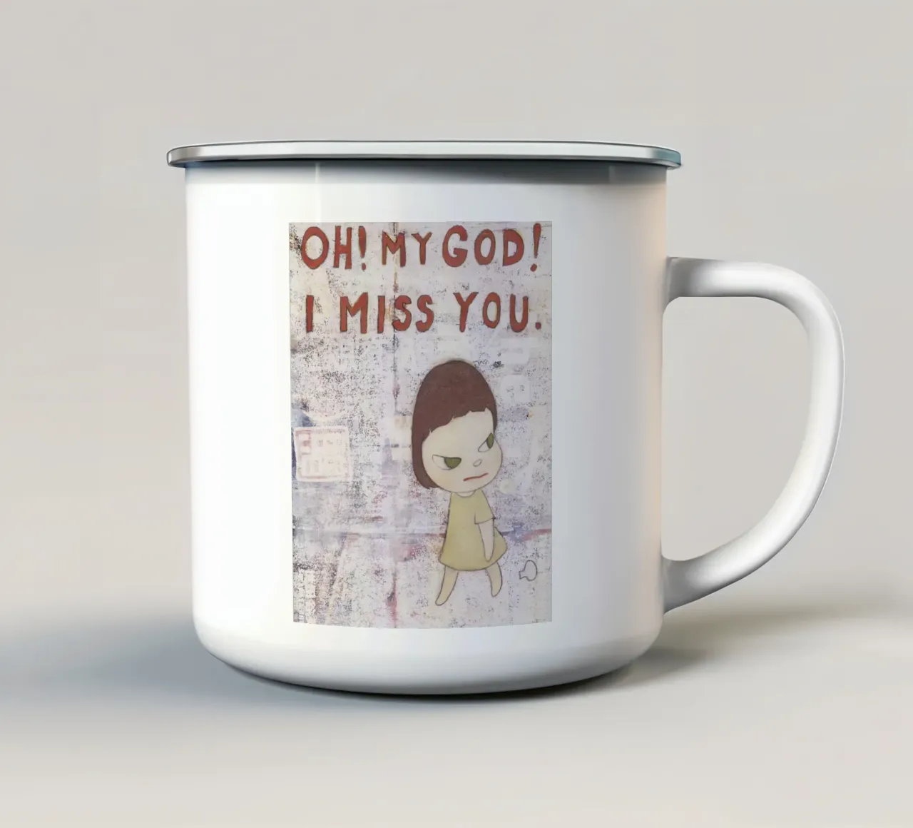 Oh mio Dio, mi manchi tazza in smalto da vickiropaint