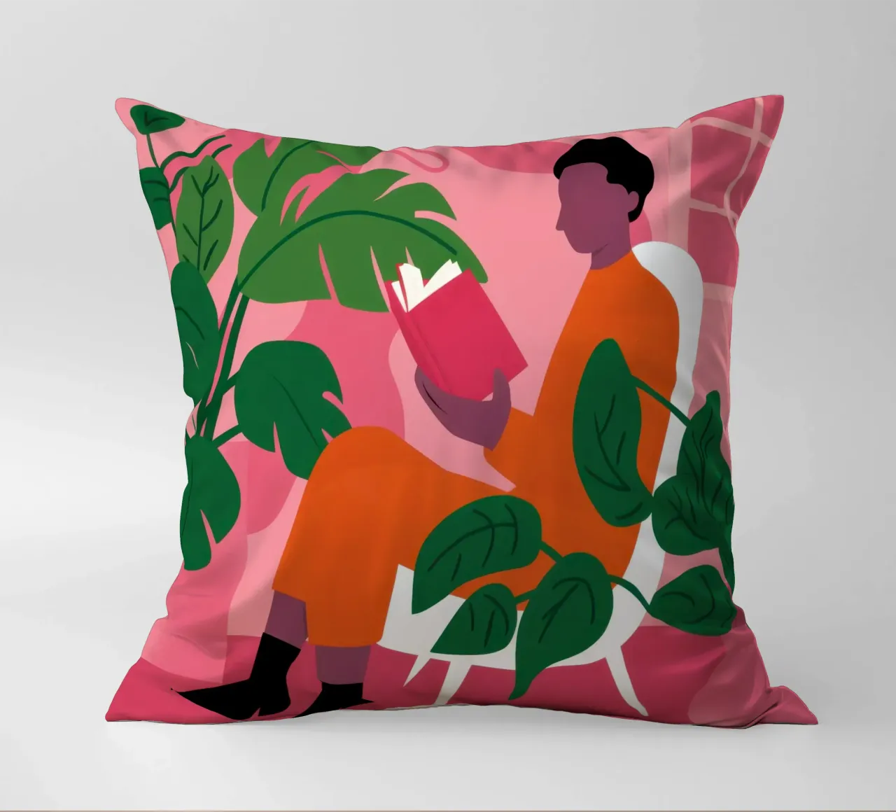 Fuchsia Jungle Muse decorative cushion by Mossy Pigment