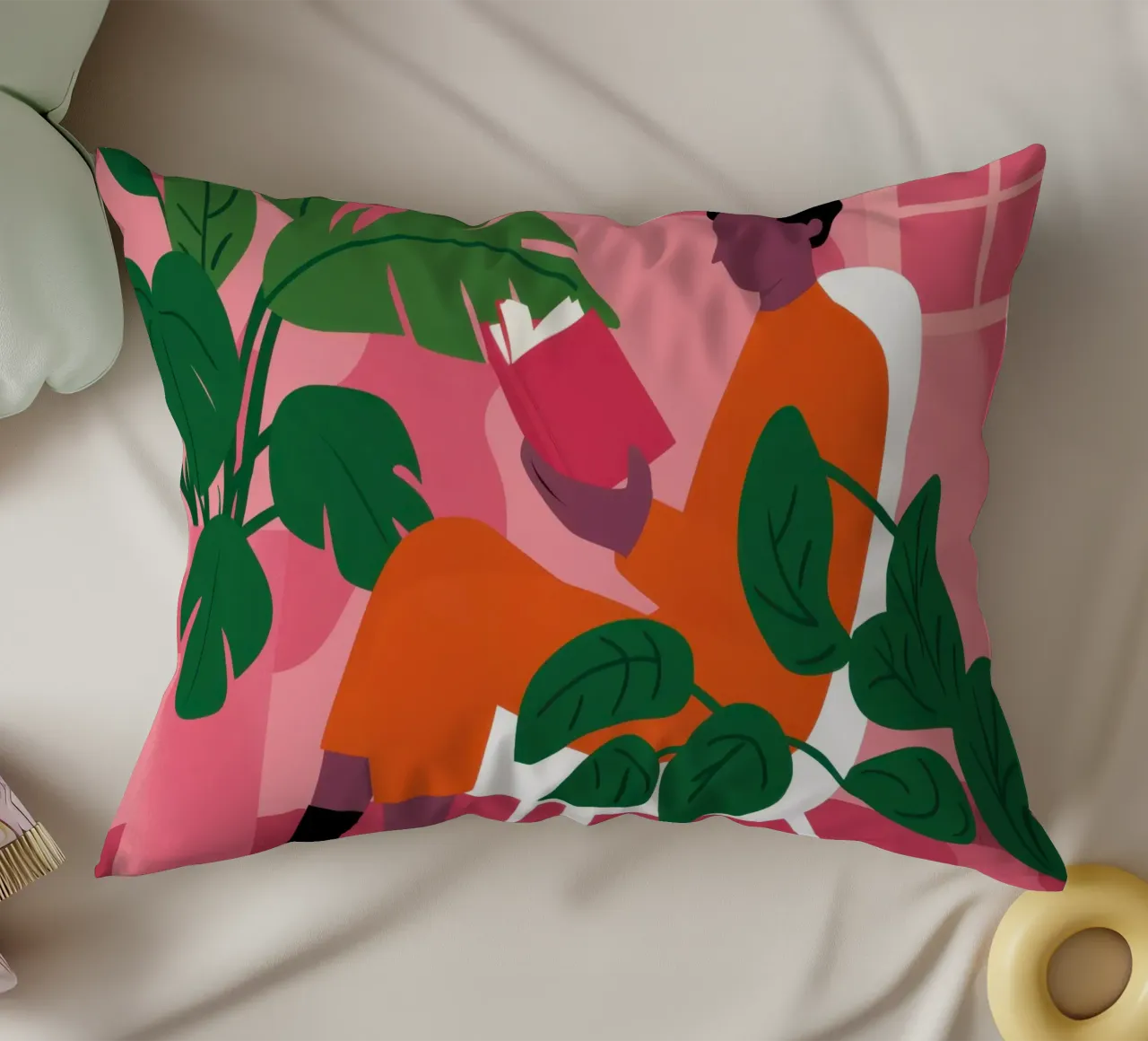 Fuchsia Jungle Muse decorative cushion by Mossy Pigment