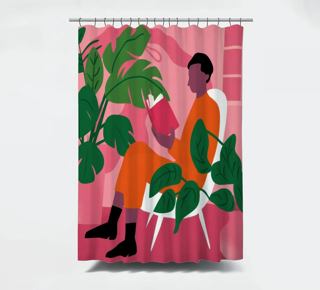Fuchsia Jungle Muse Duschvorhang von Mossy Pigment