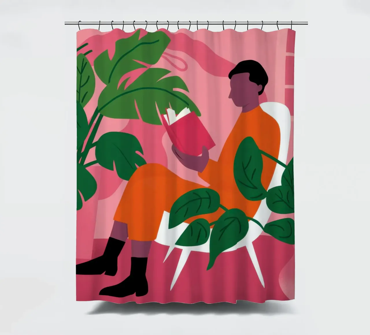 Fuchsia Jungle Muse Duschvorhang von Mossy Pigment