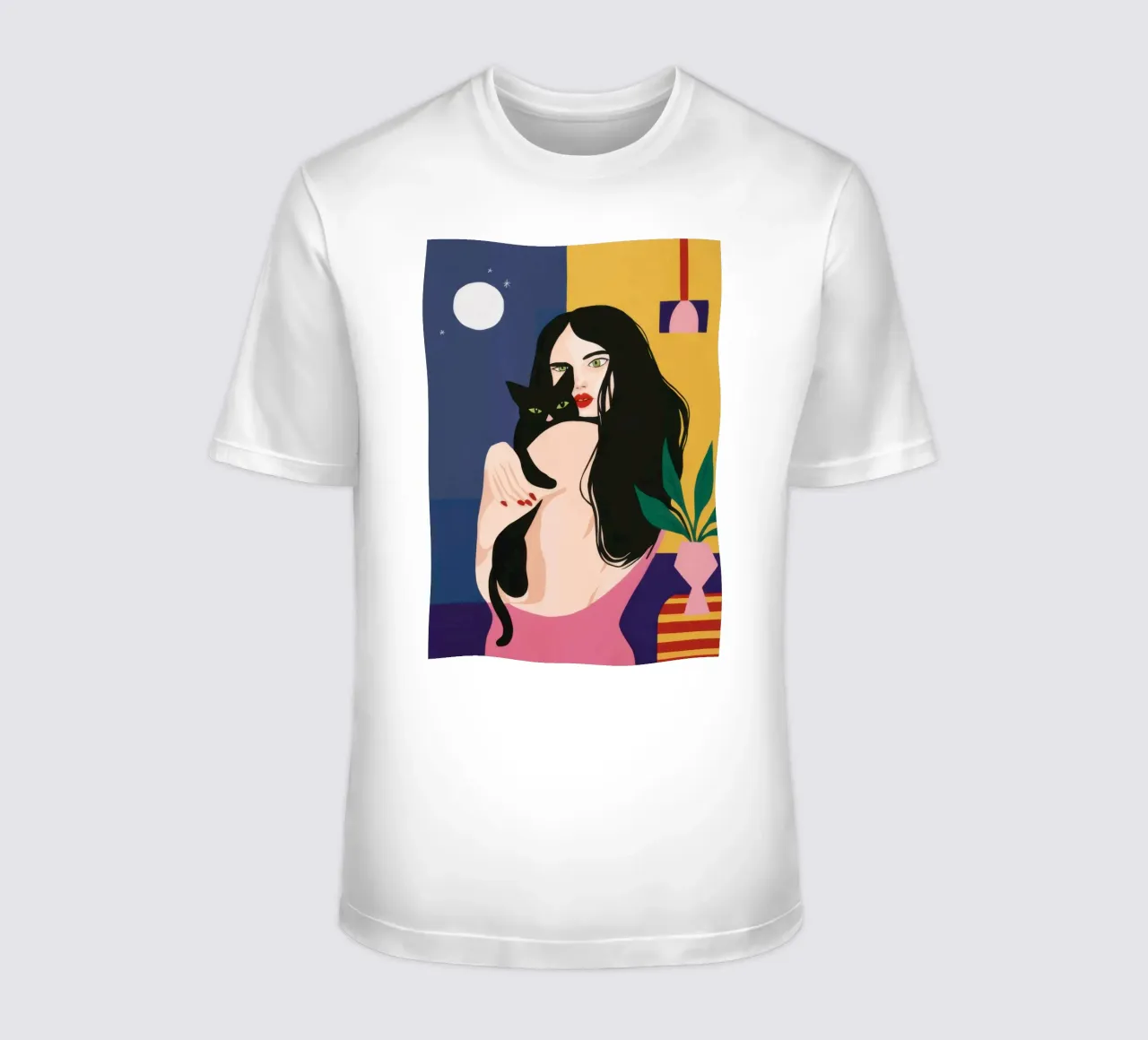 Gatto nero al chiaro di luna t-shirt da Lune Dreams