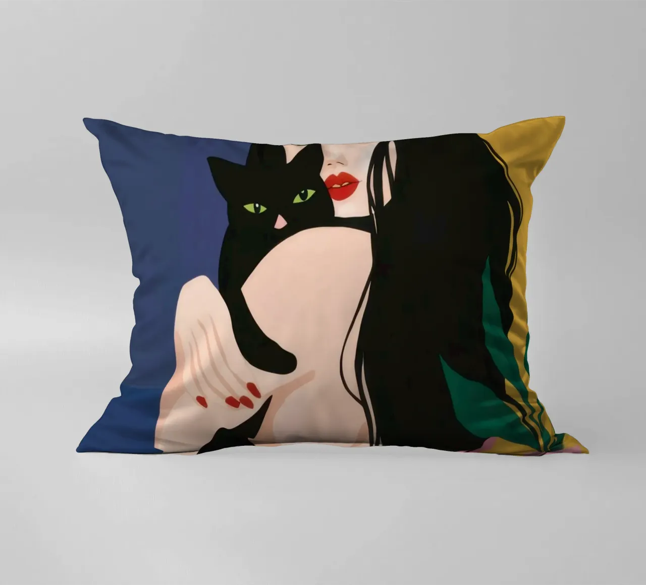 Gatto nero al chiaro di luna cuscino da Lune Dreams