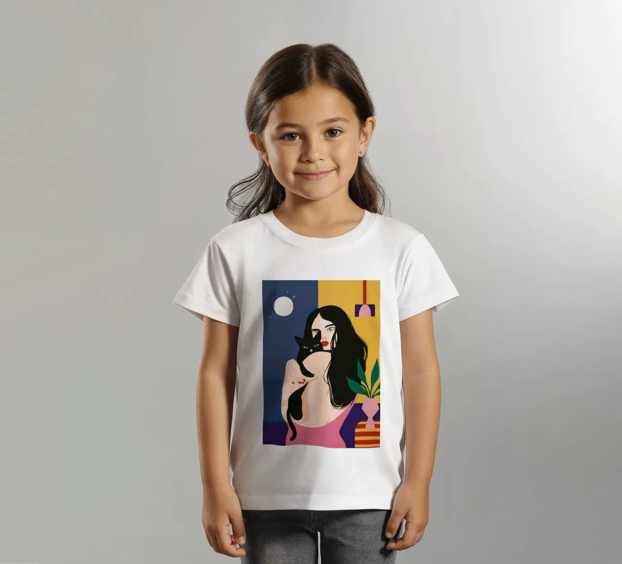 Moonlit Black Cat kids t-shirt by Lune Dreams