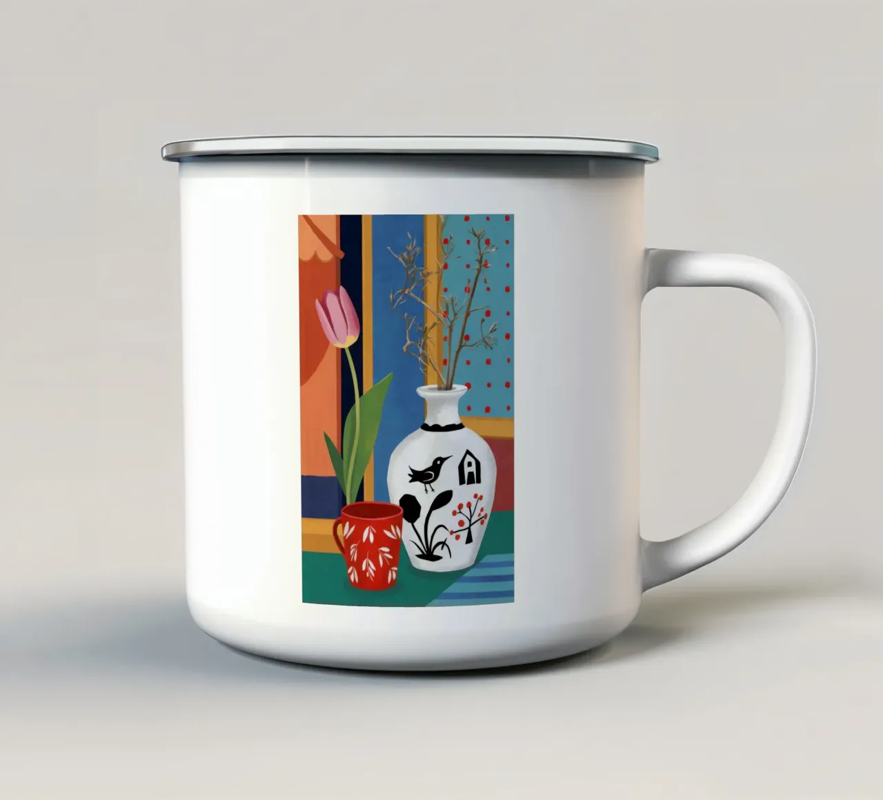 Vaso a forma di uccello estroso tazza in smalto da Arcane Lines