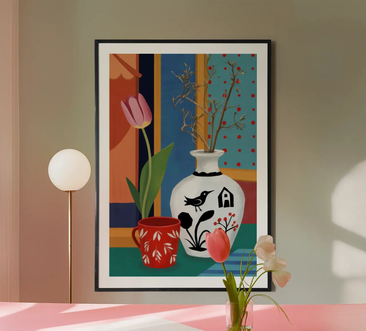 Whimsical Bird Vase poster by Arcane Lines