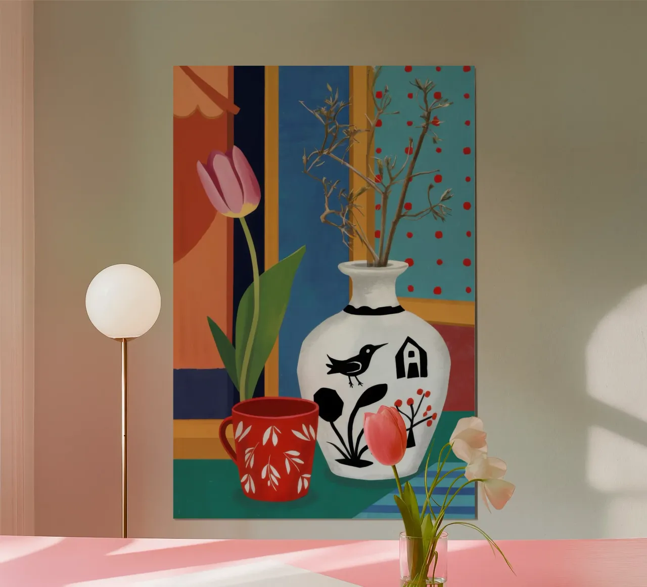 Whimsical Bird Vase poster by Arcane Lines