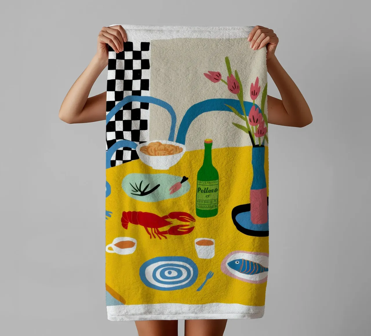 Checkered Bistro Still Life towel by Hollow Years