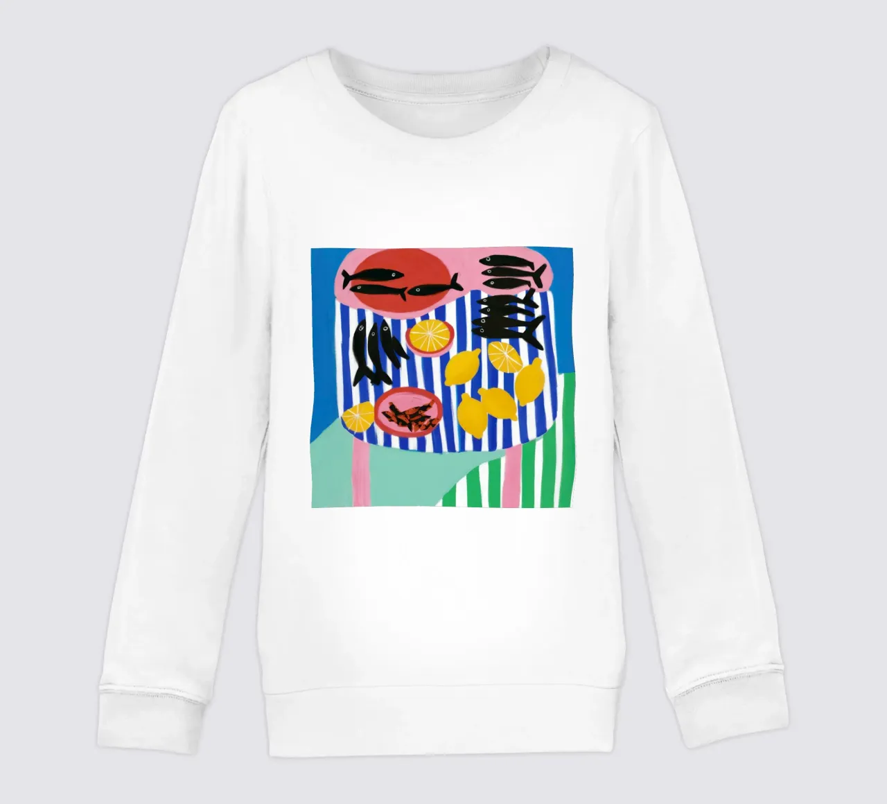 Striped Fish Feast kids sweatshirt by Arcane Lines