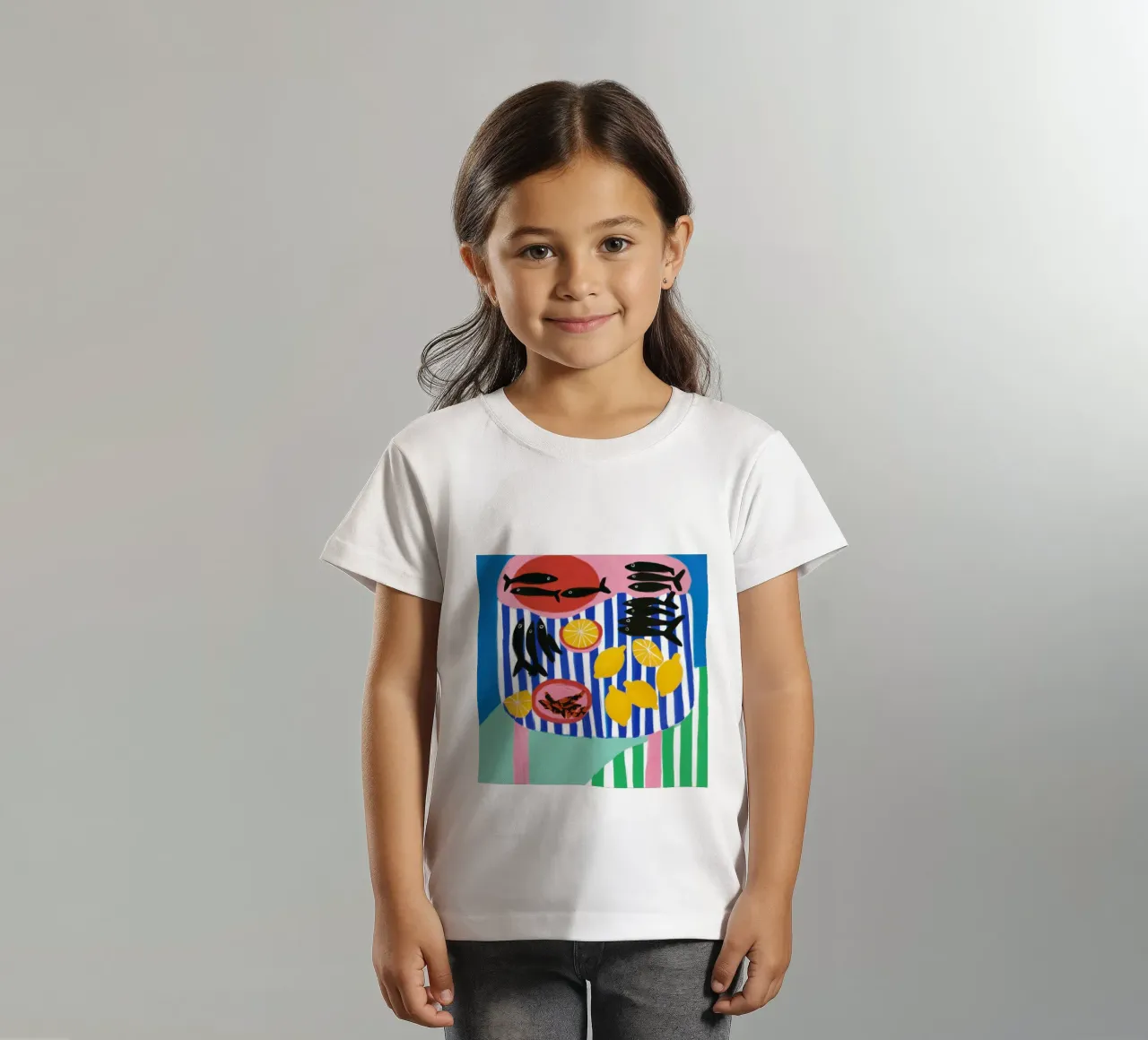 Striped Fish Feast kids t-shirt by Arcane Lines