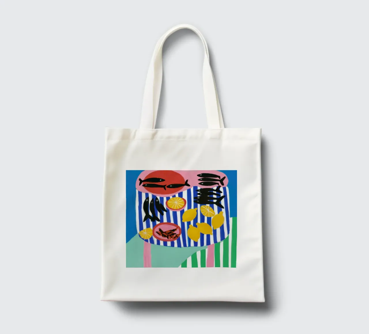 Striped Fish Feast tote bag by Arcane Lines
