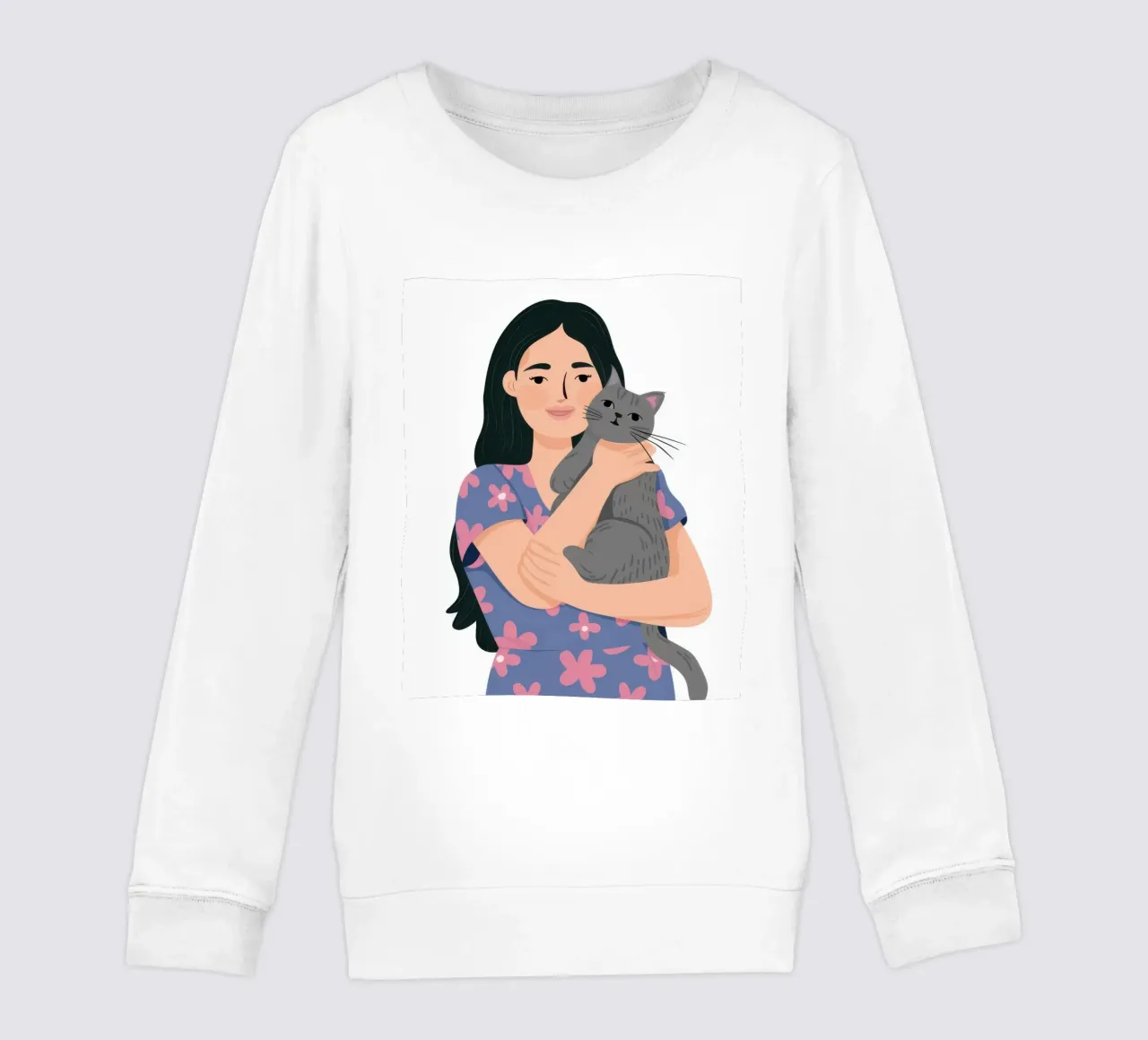 Donna con gatto in braccio felpa bambino da Lune Dreams