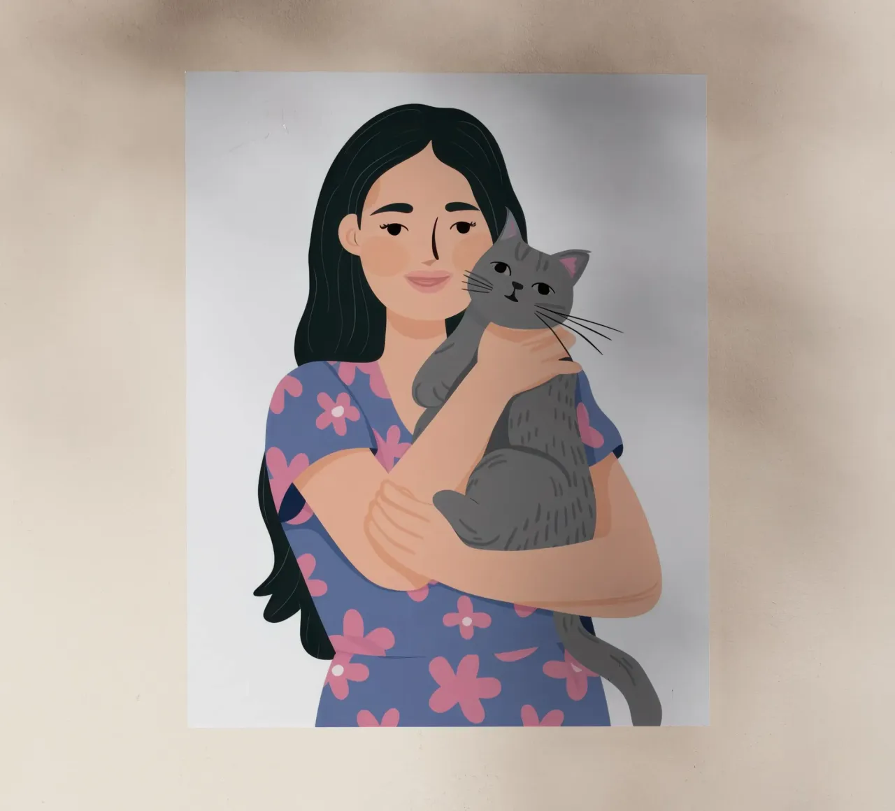 Donna con gatto in braccio pellicola backlit da Lune Dreams