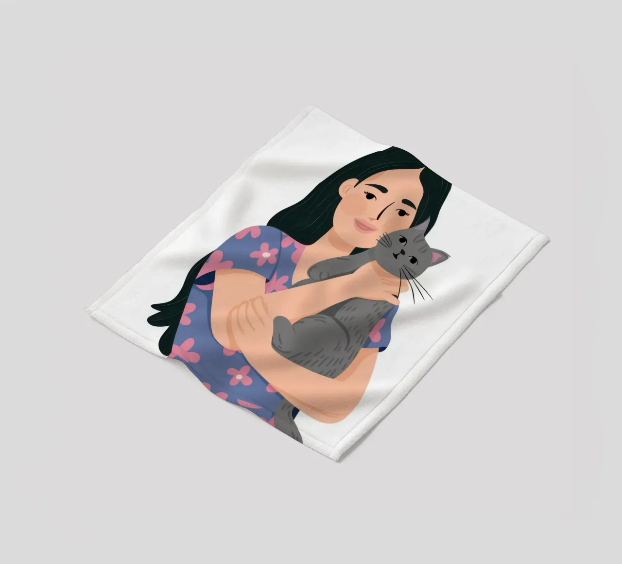 Donna con gatto in braccio coperta in pile da Lune Dreams