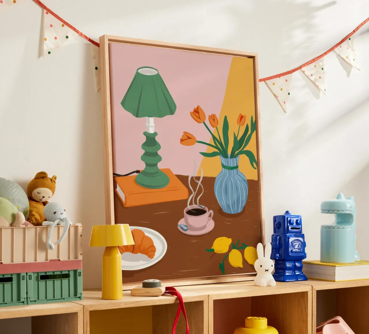Tulip Stillness canvas with Floater frame by Lune Dreams