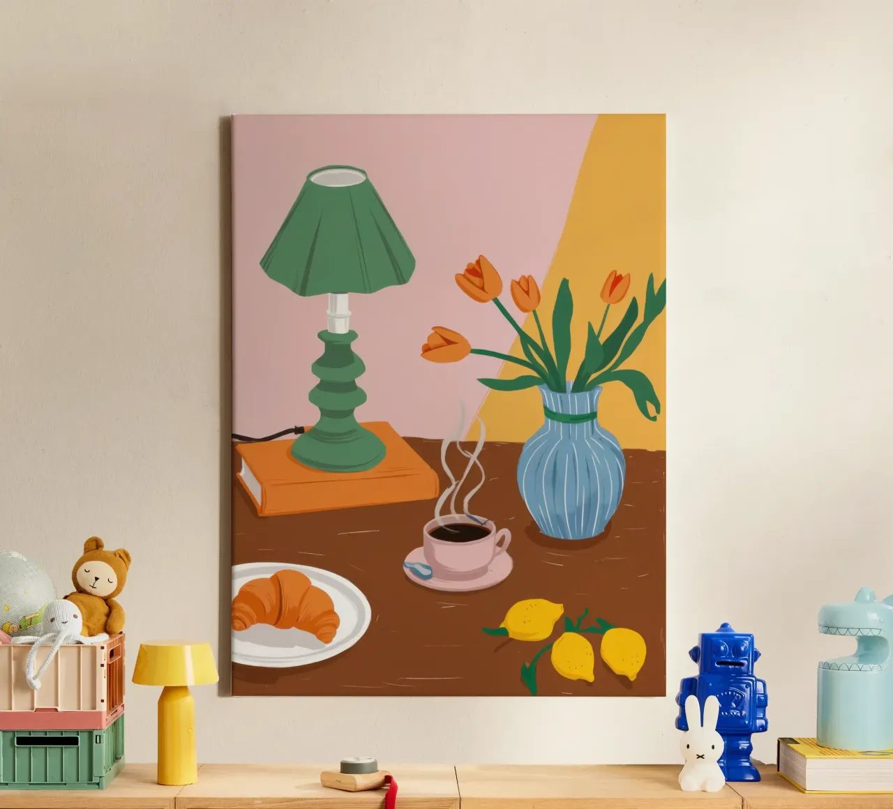 Tulip Stillness canvas with Floater frame by Lune Dreams