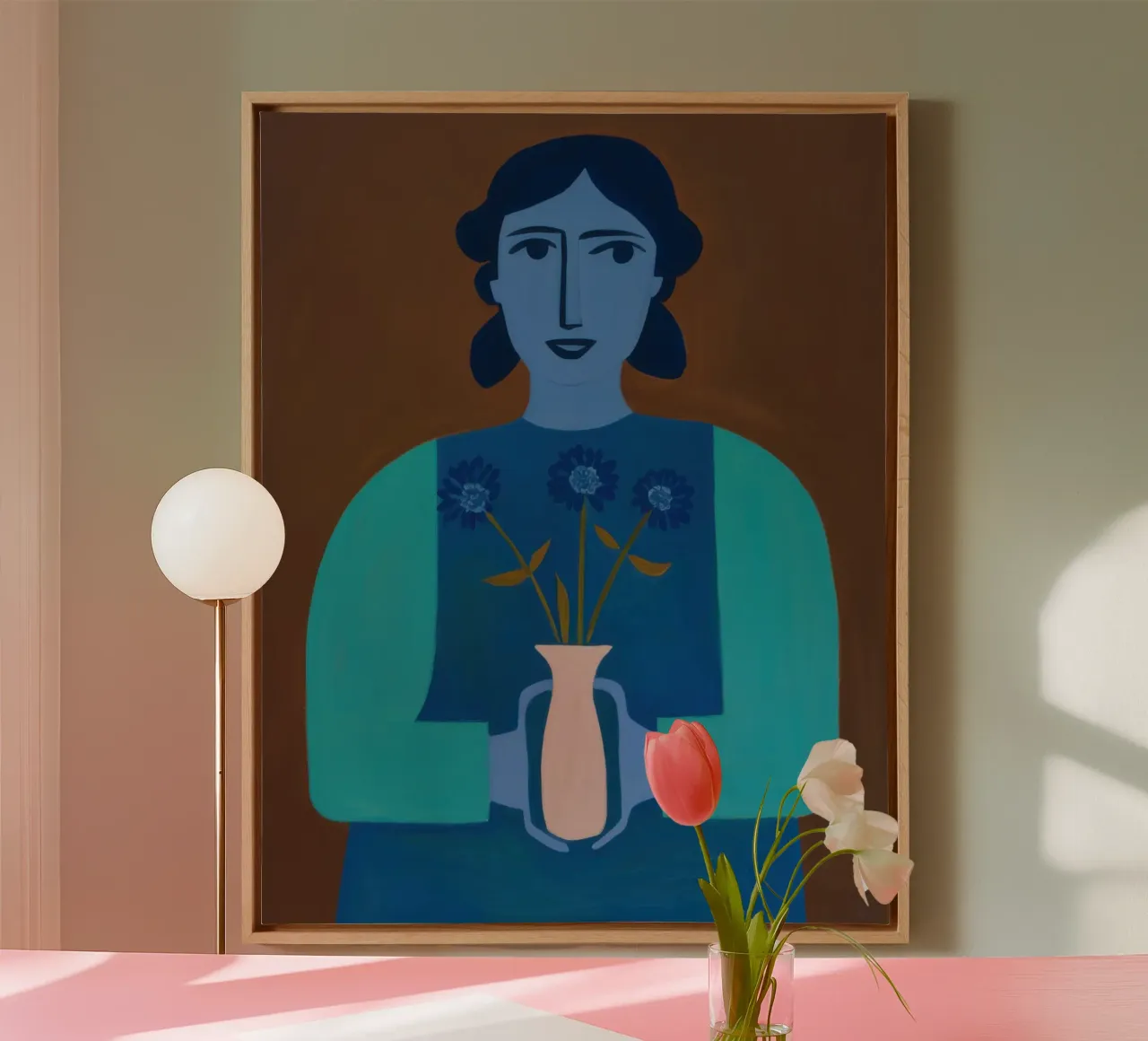 Cerulean Muse Stillness canvas with Floater frame by Monuments Fire