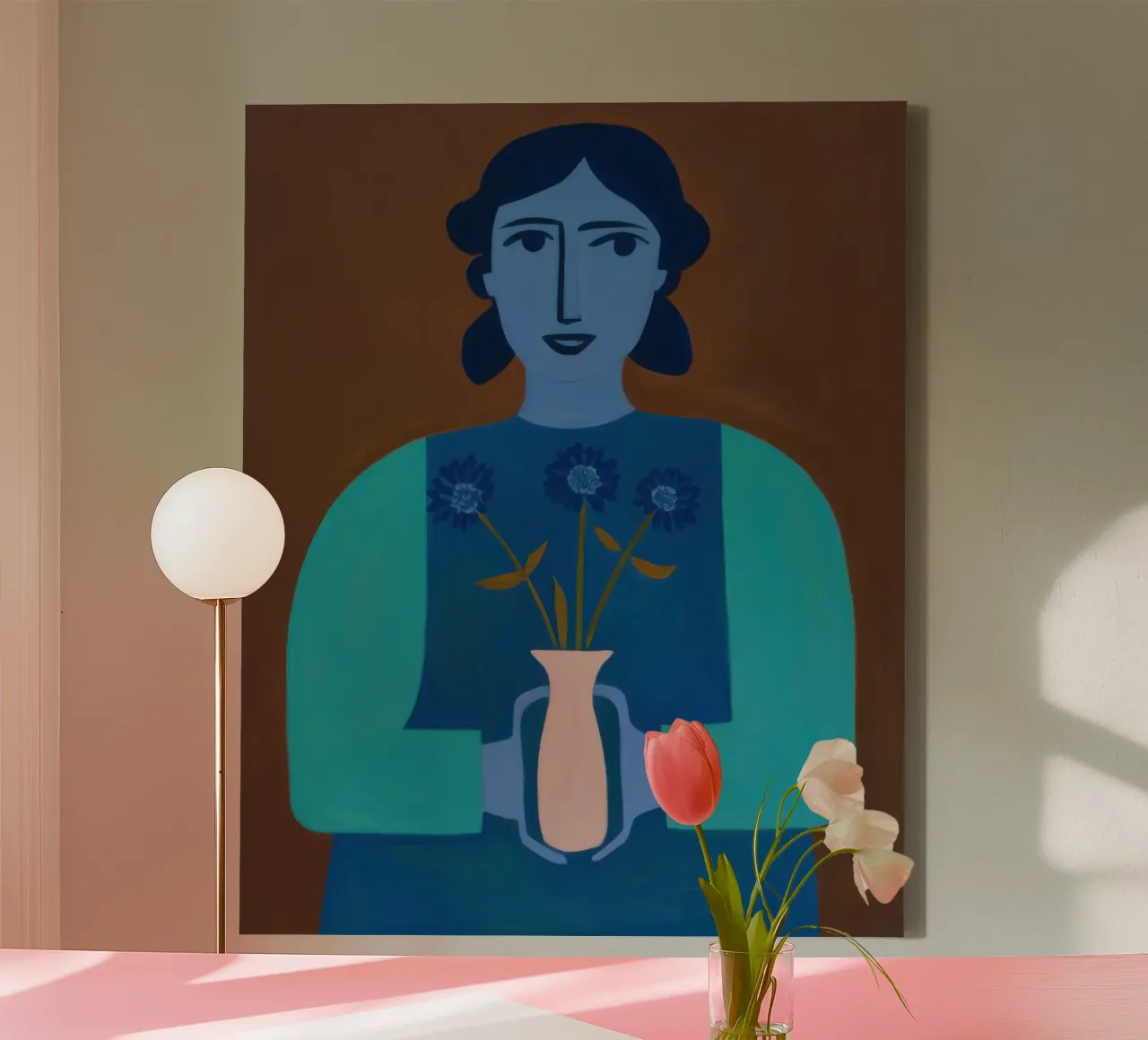 Cerulean Muse Stillness canvas with Floater frame by Monuments Fire