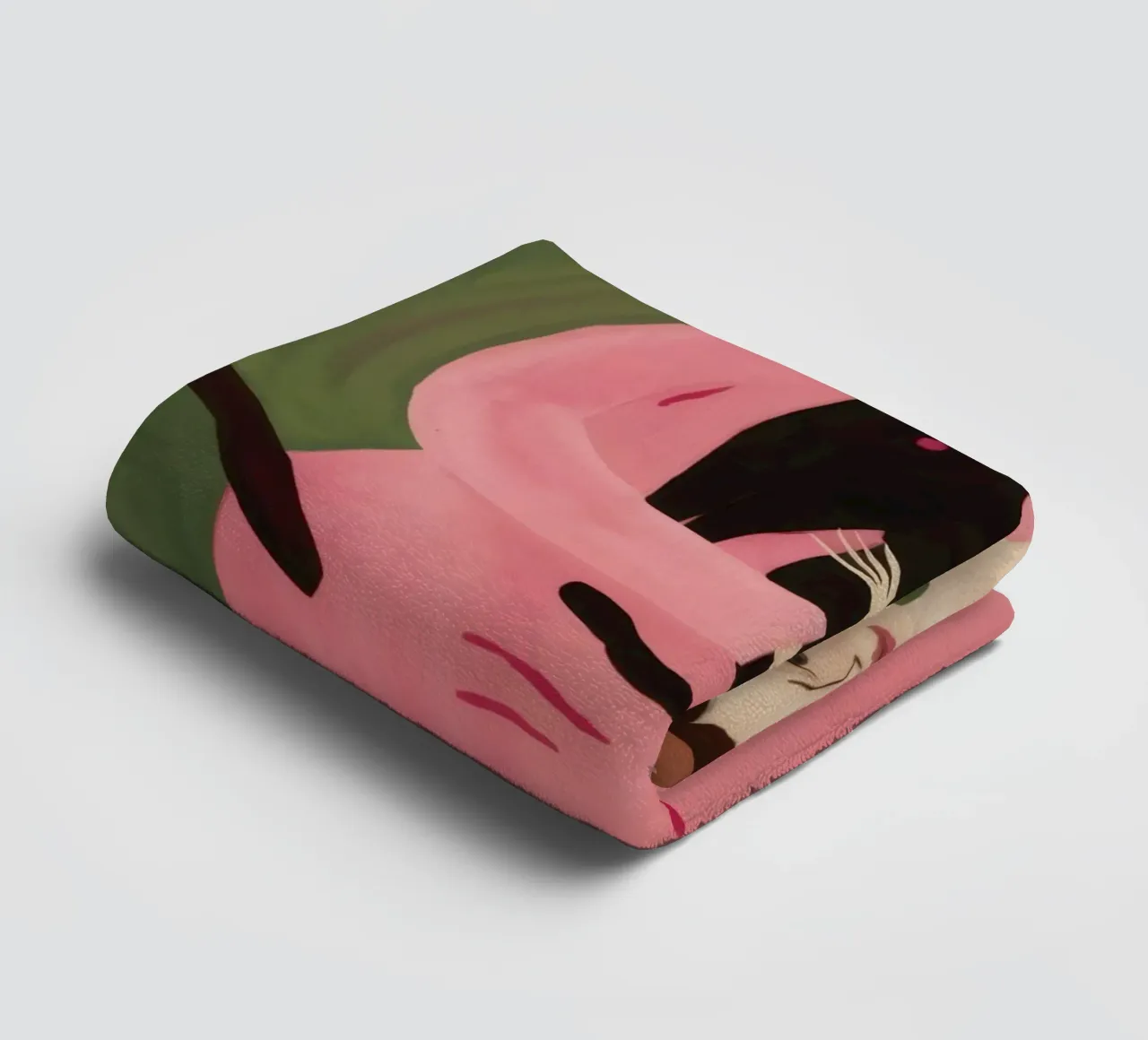 Roseate Feline Embrace towel by Hollow Years