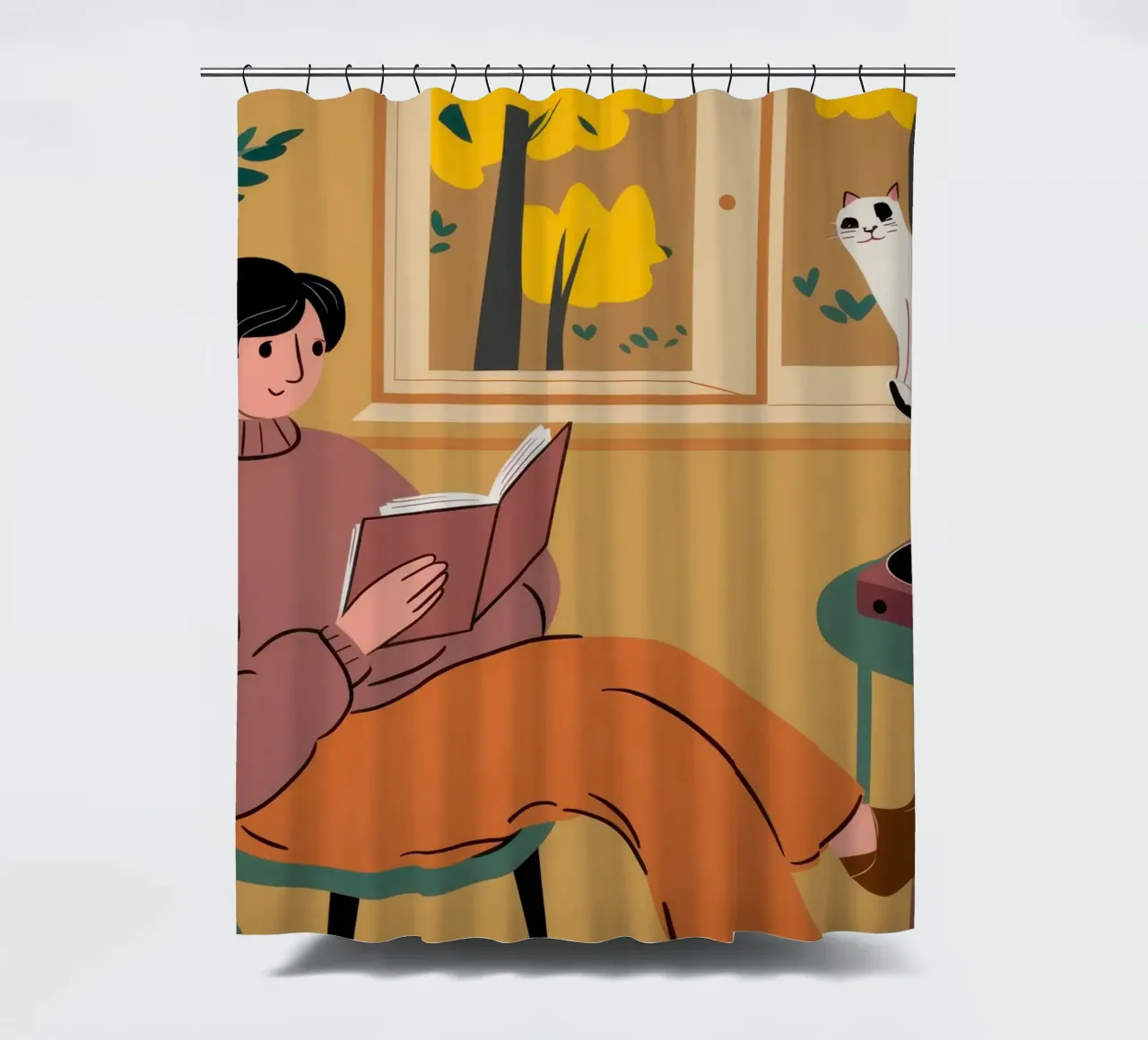 Analog Afternoon Harmony shower curtain by Mossy Pigment