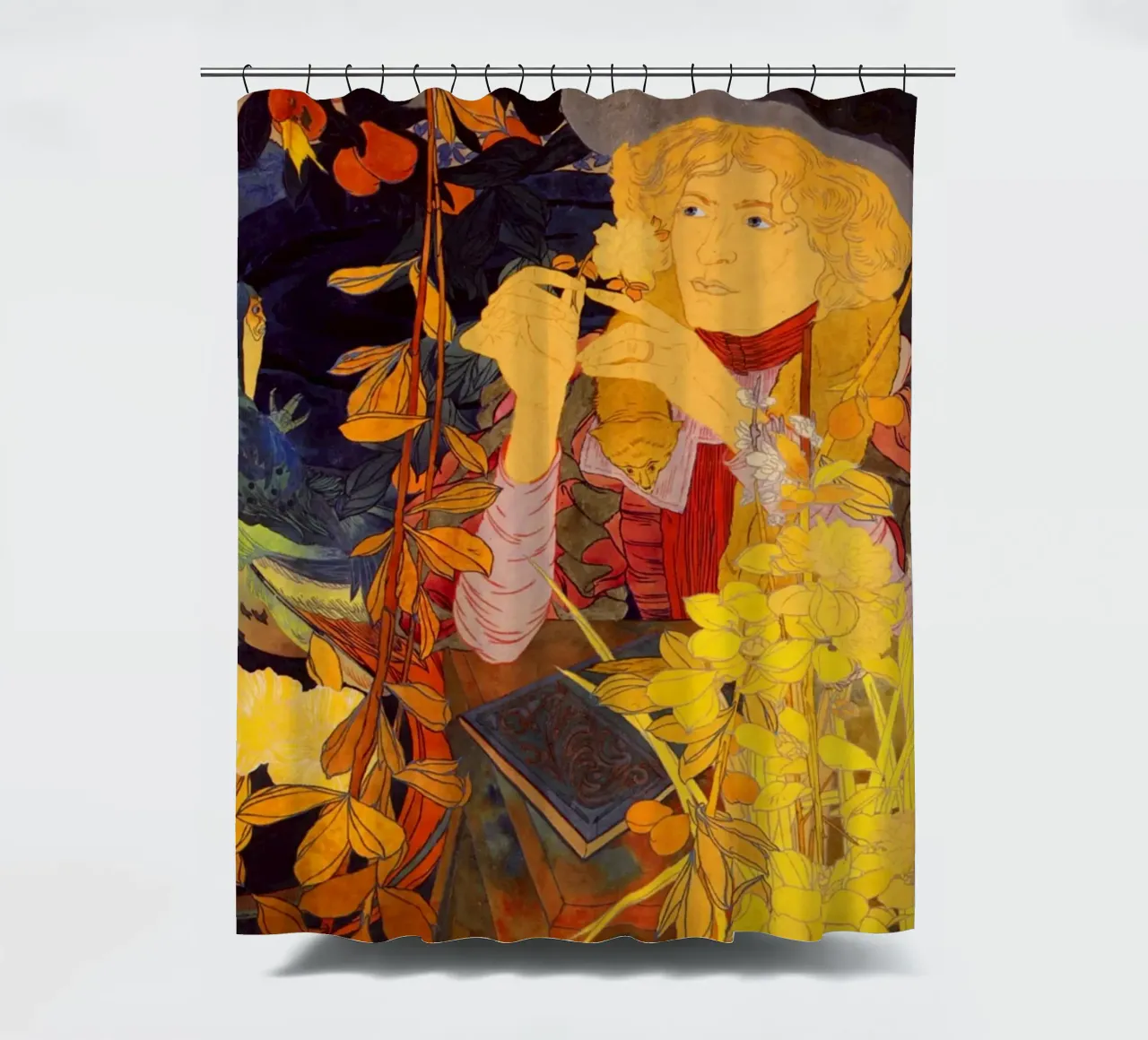 Girl Flowers - Georges De Feure shower curtain by marycome
