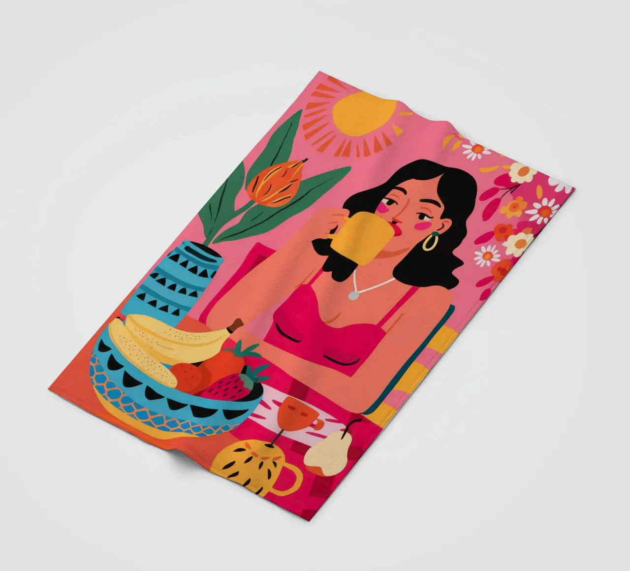 Sunshine and Bananas fleece blanket by Lune Dreams