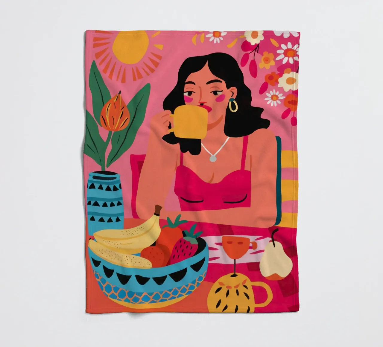 Sunshine and Bananas fleece blanket by Lune Dreams