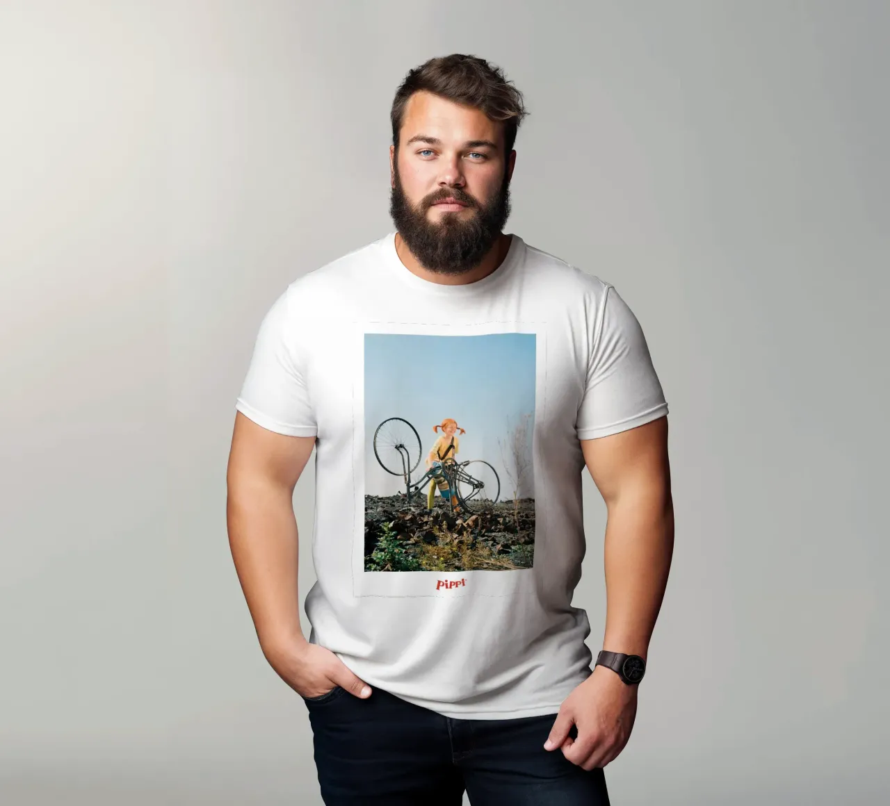 Pippi Calzelunghe e la sua bicicletta t-shirt da Earl Beeman