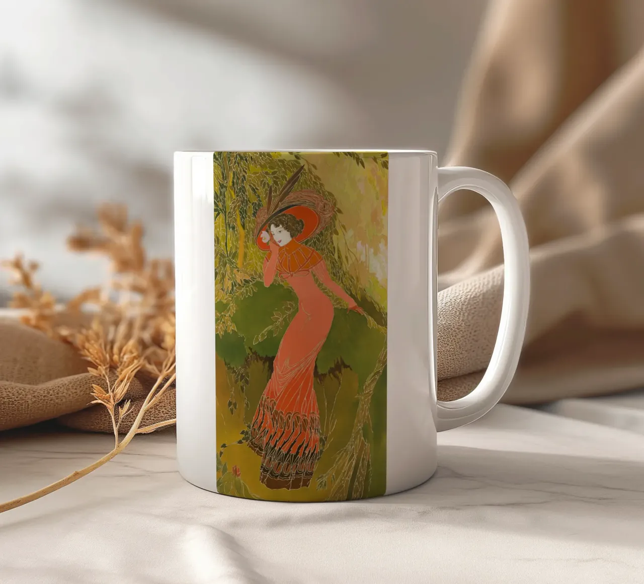The Red Dress - Georges de Feure ceramic mug by marycome