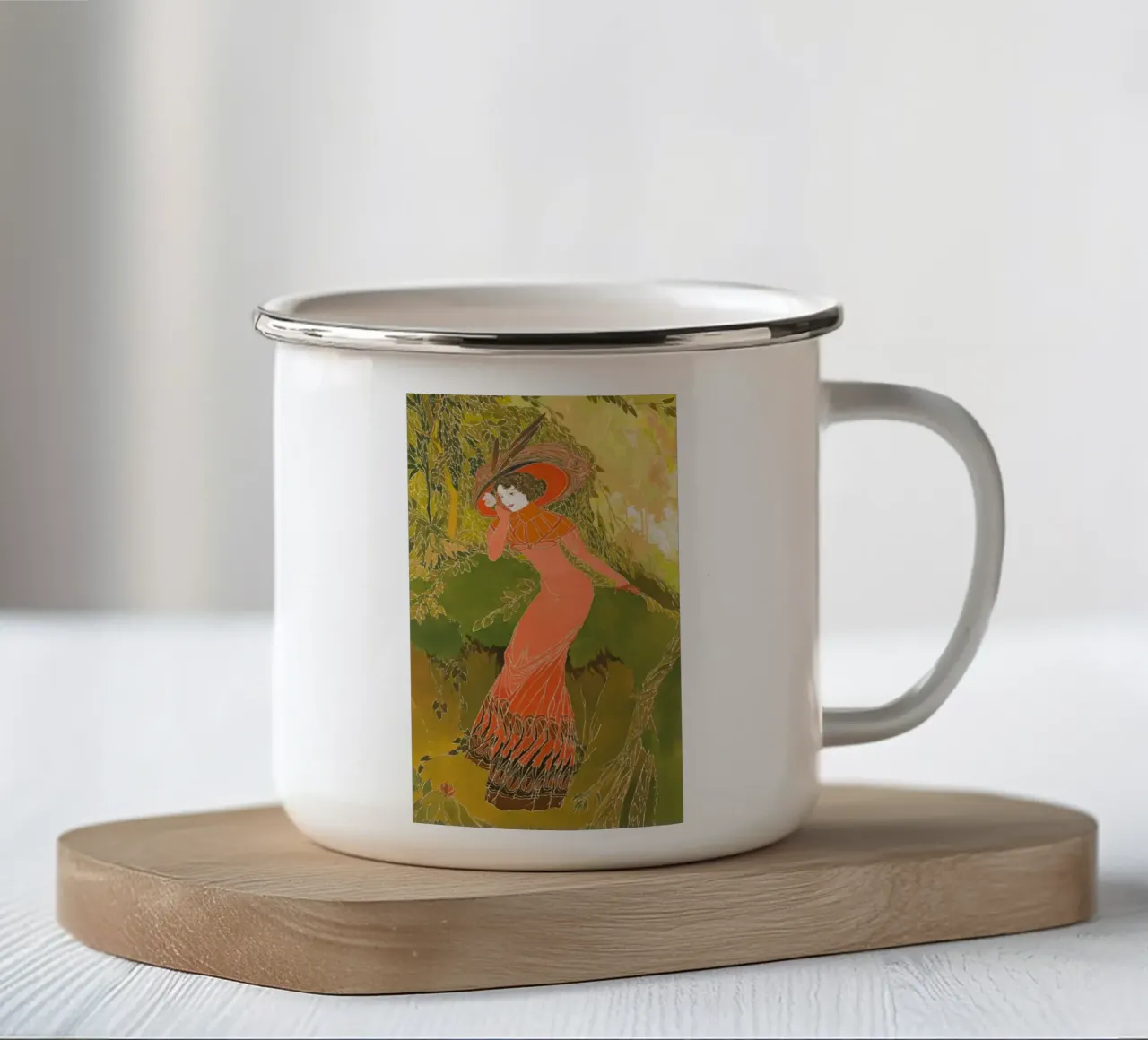 Il vestito rosso - Georges de Feure tazza in smalto da marycome