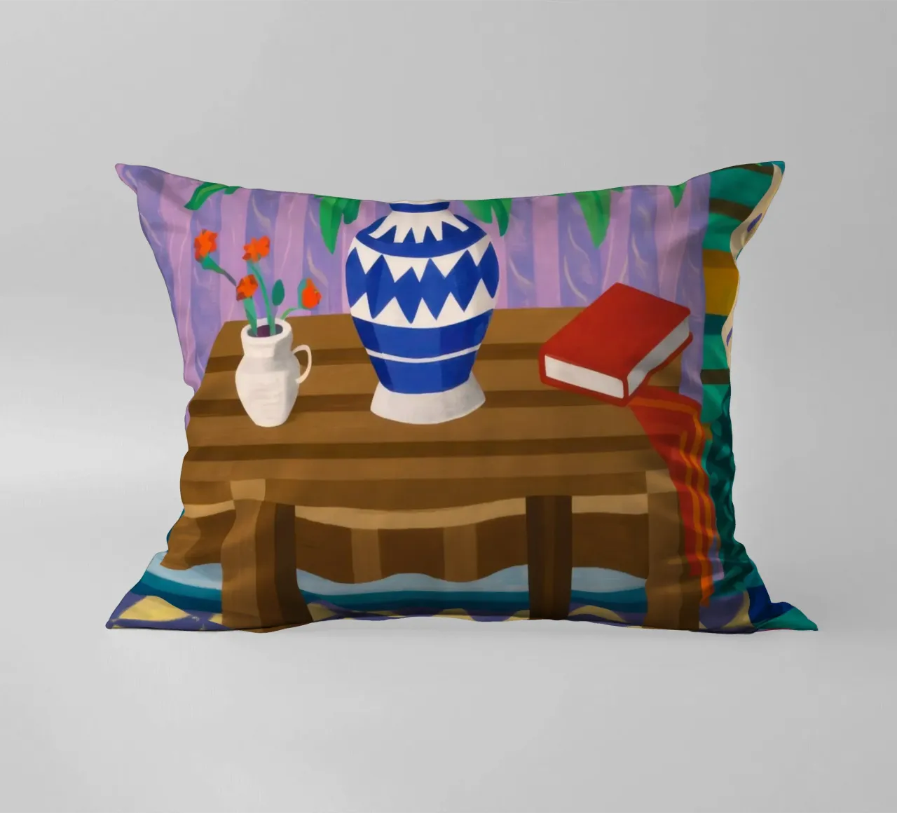 Under Table Feline Slumber decorative cushion by Arcane Lines