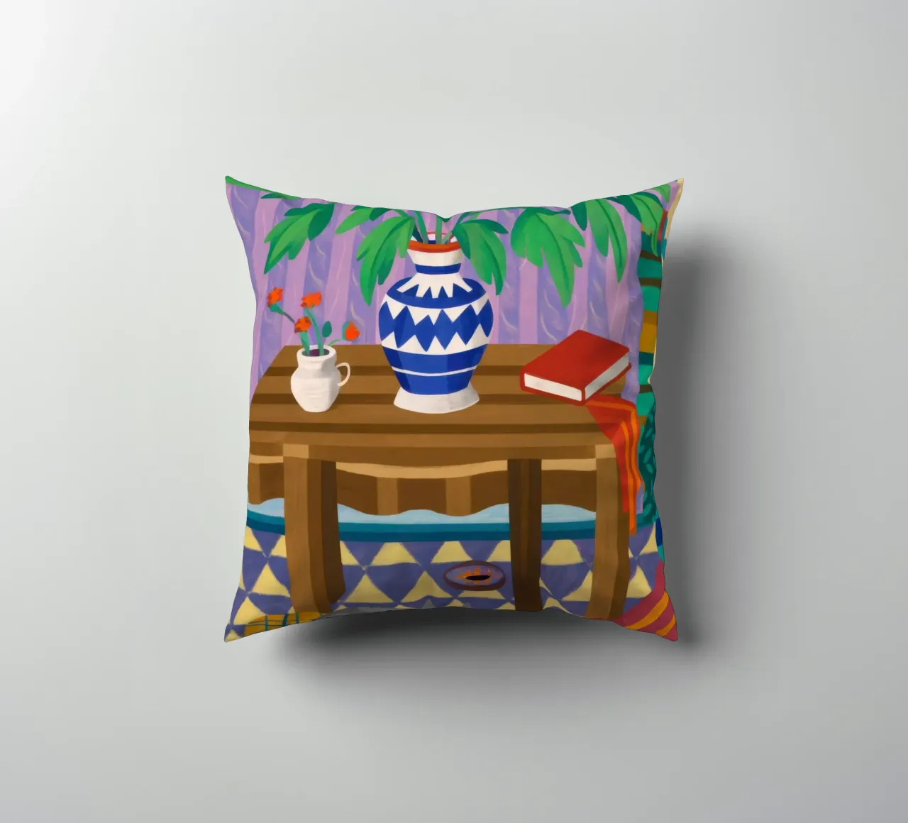 Under Table Feline Slumber decorative cushion by Arcane Lines