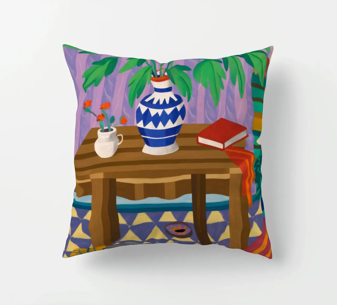 Under Table Feline Slumber decorative cushion by Arcane Lines