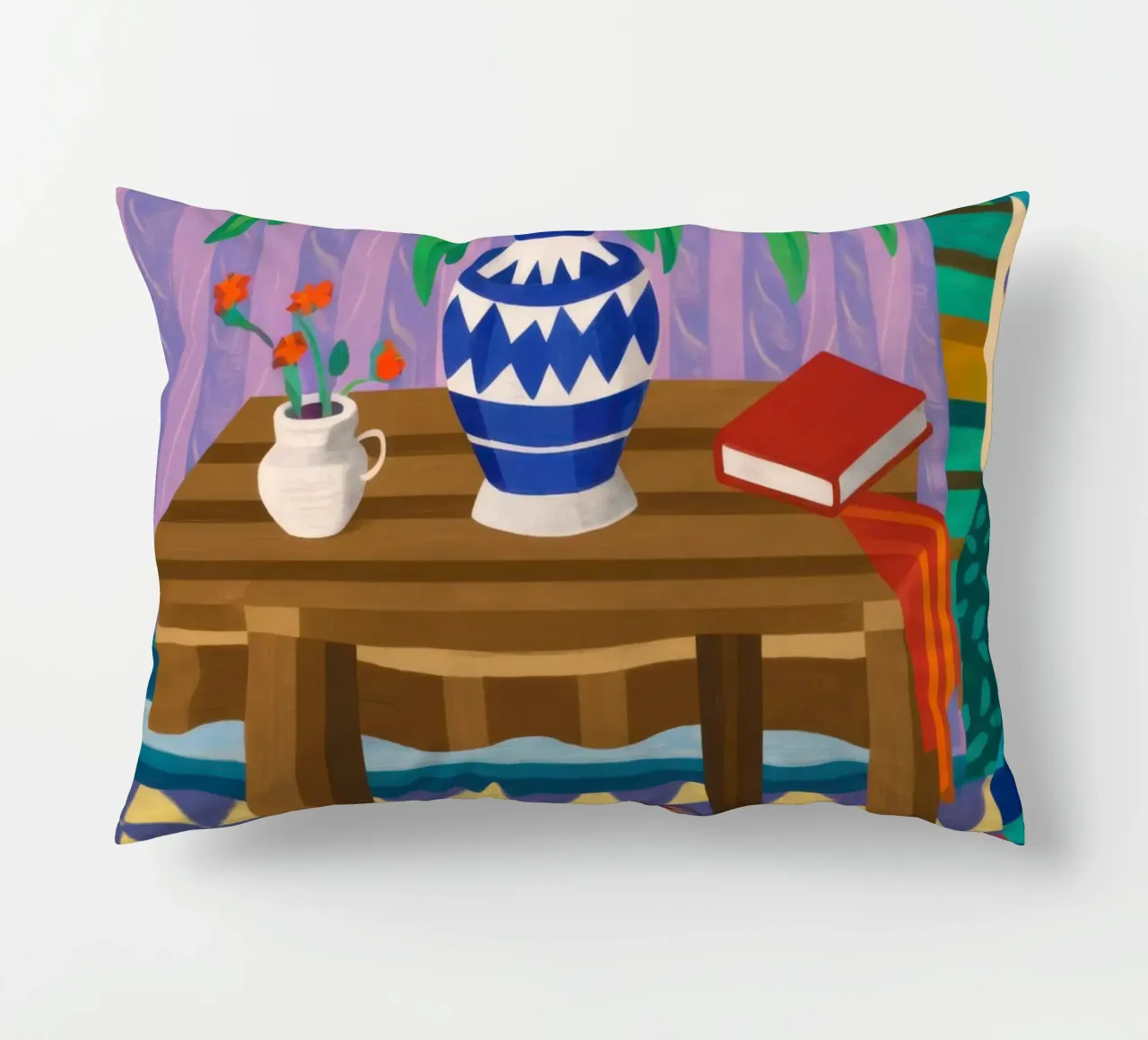 Under Table Feline Slumber decorative cushion by Arcane Lines