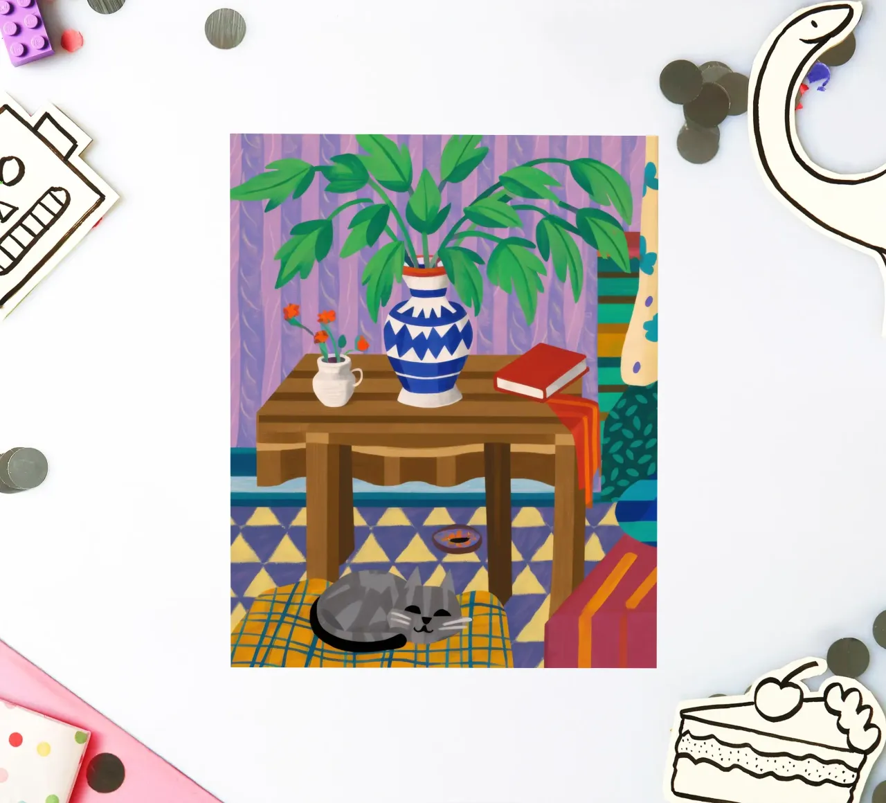 Under Table Feline Slumber sticker by Arcane Lines